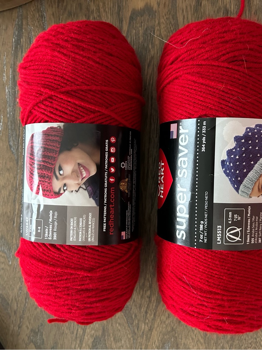 Red Heart Super Saver Bright Red Yarn - 2 Skeins
